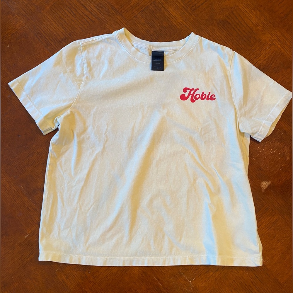 Hobie Butter Yellow Short Sleeve Tee with Red Retro Classic Script Logo